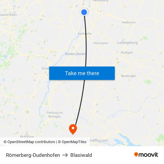 Römerberg-Dudenhofen to Blasiwald map