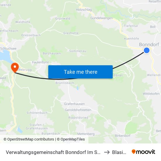 Verwaltungsgemeinschaft Bonndorf Im Schwarzwald to Blasiwald map