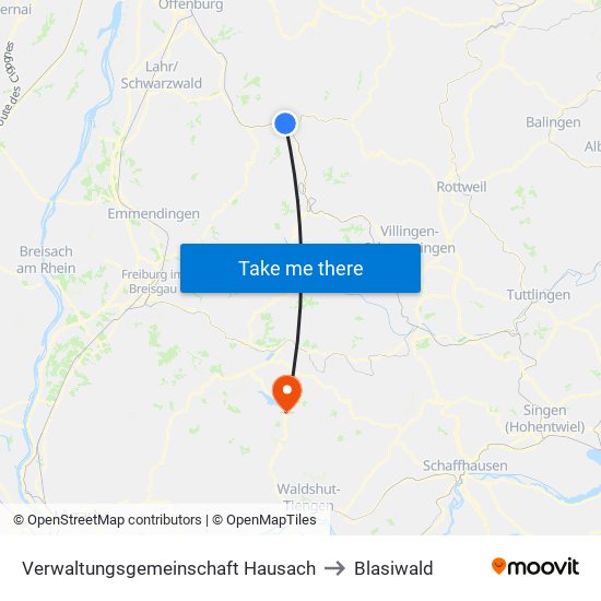 Verwaltungsgemeinschaft Hausach to Blasiwald map