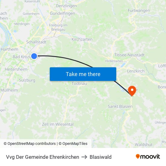 Vvg Der Gemeinde Ehrenkirchen to Blasiwald map