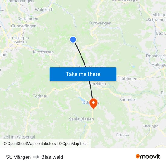 St. Märgen to Blasiwald map