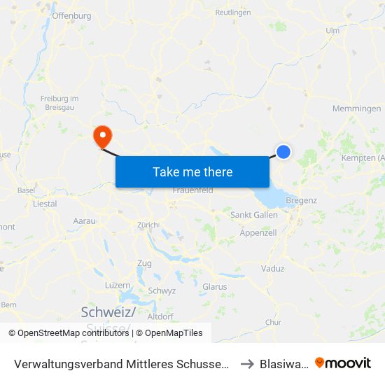 Verwaltungsverband Mittleres Schussental to Blasiwald map