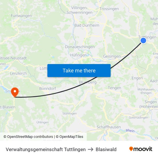 Verwaltungsgemeinschaft Tuttlingen to Blasiwald map