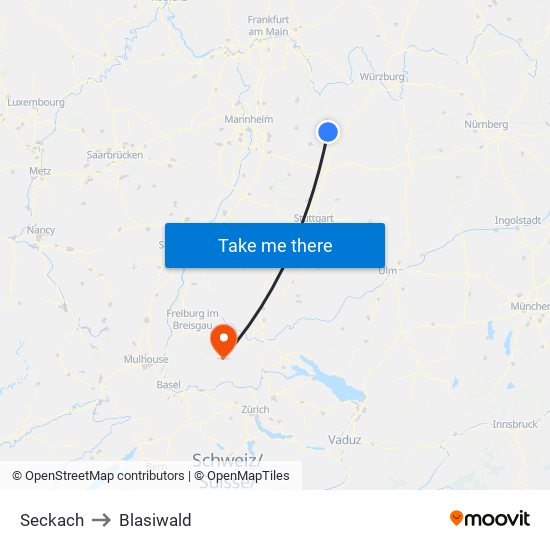 Seckach to Blasiwald map