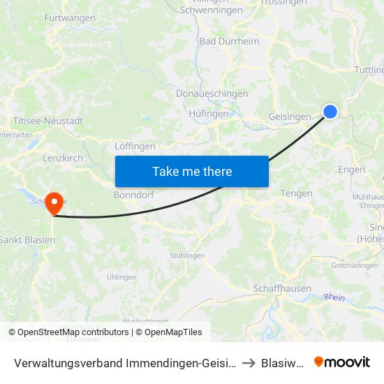 Verwaltungsverband Immendingen-Geisingen to Blasiwald map