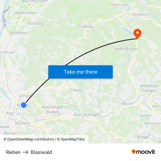Riehen to Blasiwald map