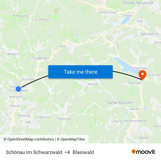 Schönau Im Schwarzwald to Blasiwald map