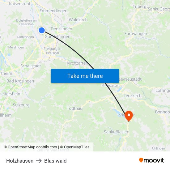 Holzhausen to Blasiwald map