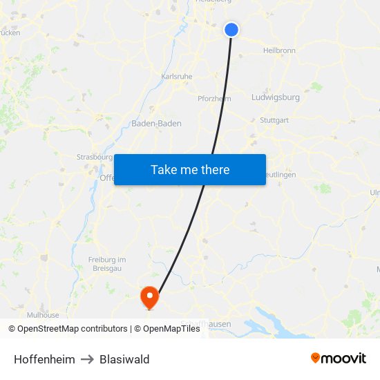 Hoffenheim to Blasiwald map