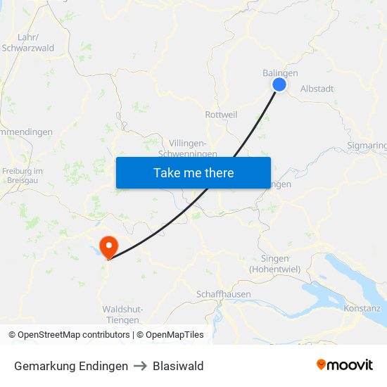 Gemarkung Endingen to Blasiwald map