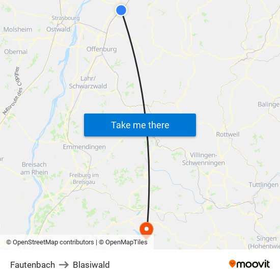 Fautenbach to Blasiwald map