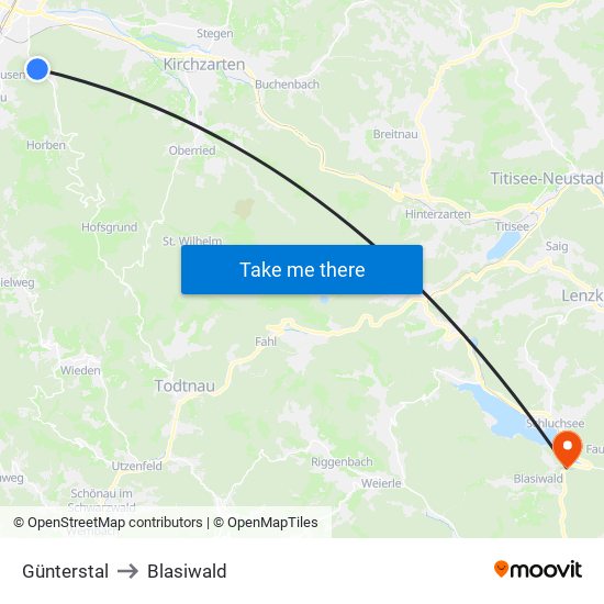 Günterstal to Blasiwald map