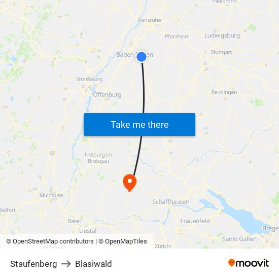 Staufenberg to Blasiwald map