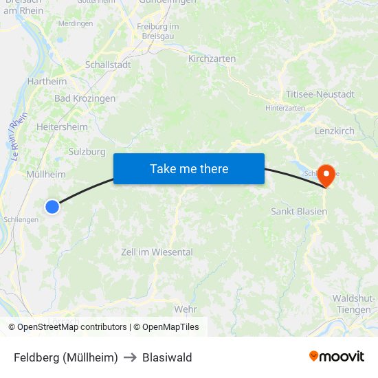 Feldberg (Müllheim) to Blasiwald map