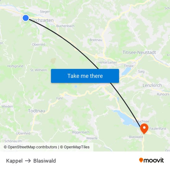 Kappel to Blasiwald map