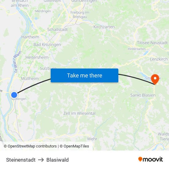 Steinenstadt to Blasiwald map