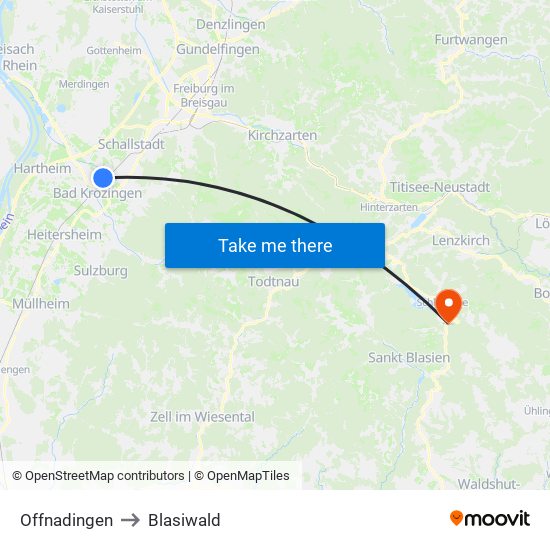 Offnadingen to Blasiwald map