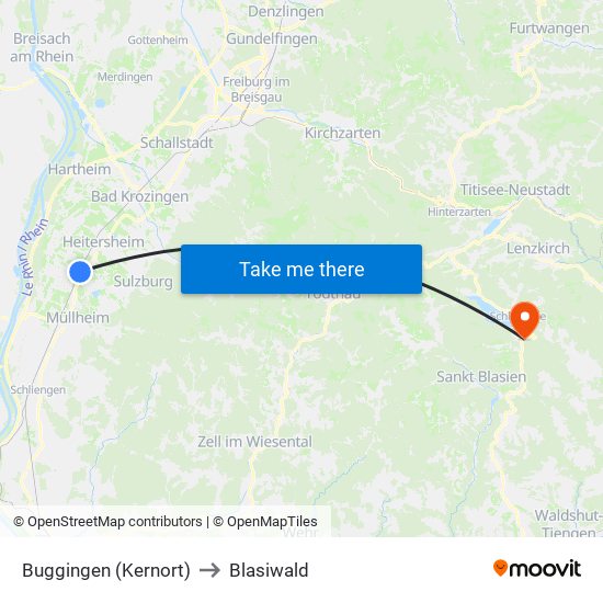 Buggingen (Kernort) to Blasiwald map