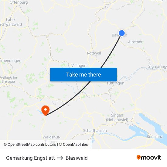 Gemarkung Engstlatt to Blasiwald map