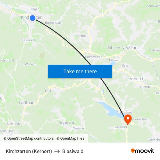 Kirchzarten (Kernort) to Blasiwald map