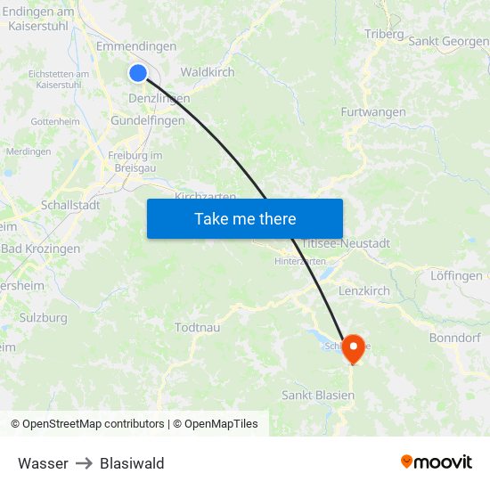 Wasser to Blasiwald map