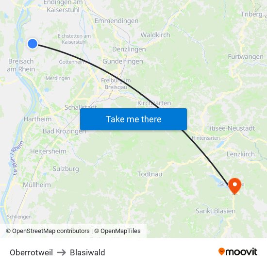 Oberrotweil to Blasiwald map