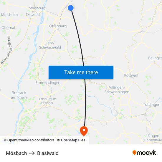 Mösbach to Blasiwald map