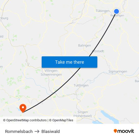 Rommelsbach to Blasiwald map