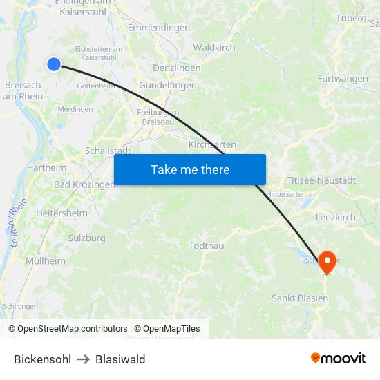 Bickensohl to Blasiwald map