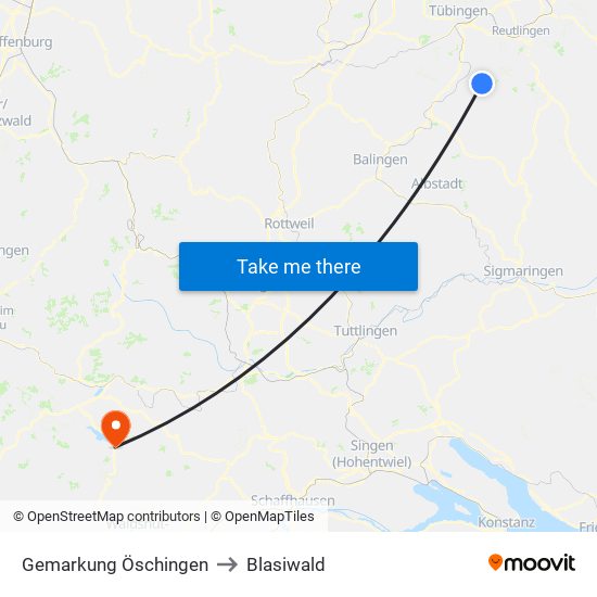 Gemarkung Öschingen to Blasiwald map