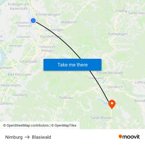 Nimburg to Blasiwald map