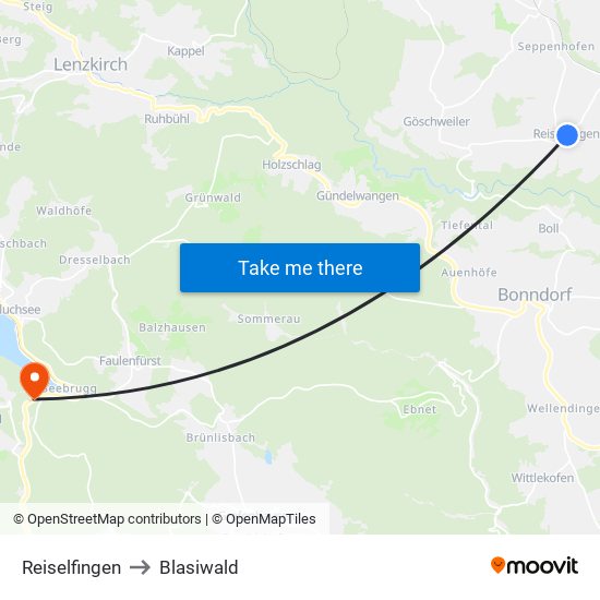 Reiselfingen to Blasiwald map