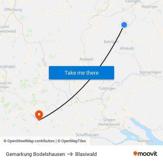 Gemarkung Bodelshausen to Blasiwald map