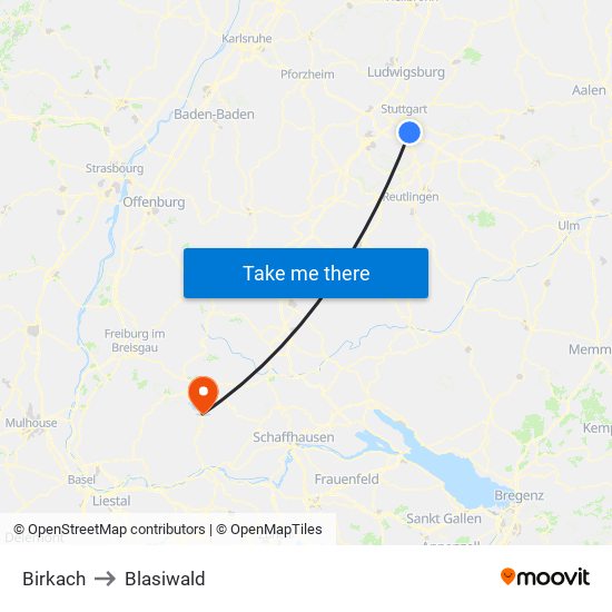 Birkach to Blasiwald map