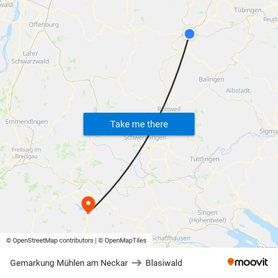 Gemarkung Mühlen am Neckar to Blasiwald map