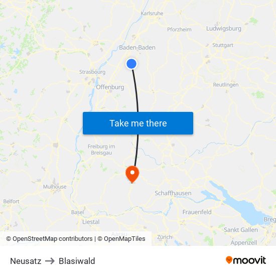 Neusatz to Blasiwald map