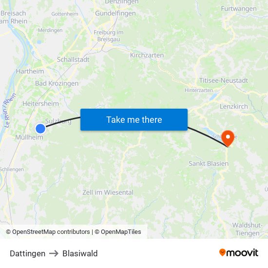 Dattingen to Blasiwald map