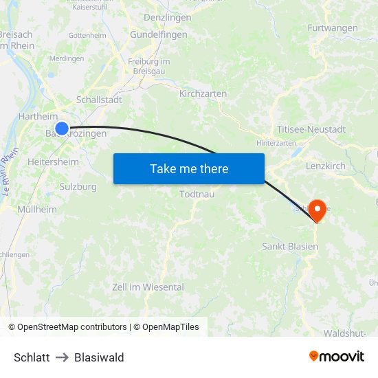 Schlatt to Blasiwald map