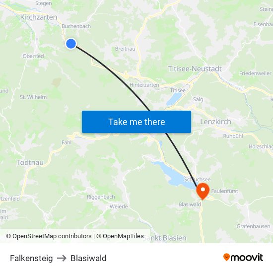 Falkensteig to Blasiwald map