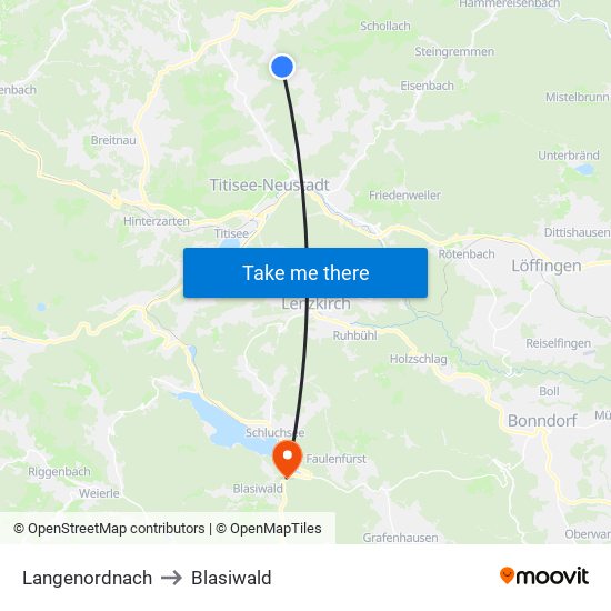 Langenordnach to Blasiwald map