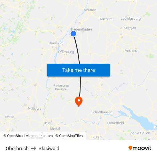 Oberbruch to Blasiwald map