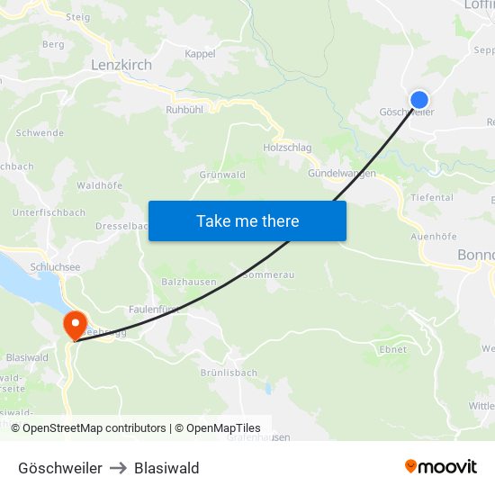 Göschweiler to Blasiwald map