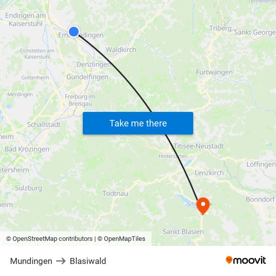 Mundingen to Blasiwald map