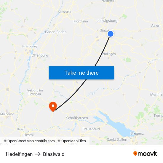 Hedelfingen to Blasiwald map