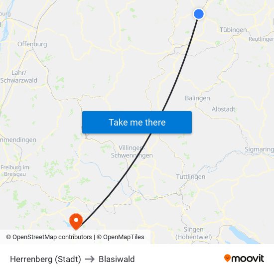 Herrenberg (Stadt) to Blasiwald map