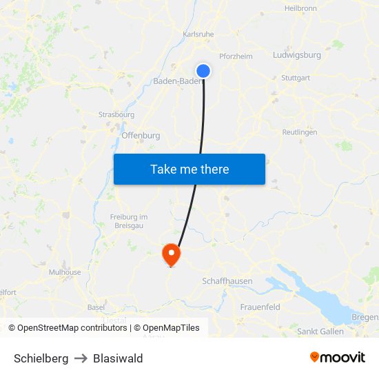 Schielberg to Blasiwald map