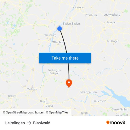 Helmlingen to Blasiwald map