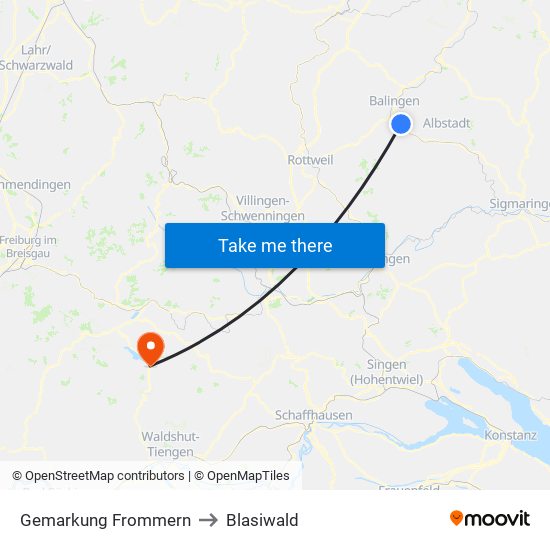 Gemarkung Frommern to Blasiwald map