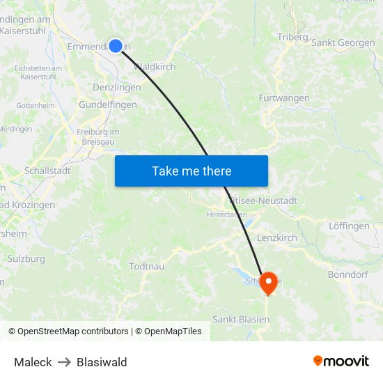 Maleck to Blasiwald map