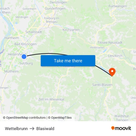 Wettelbrunn to Blasiwald map